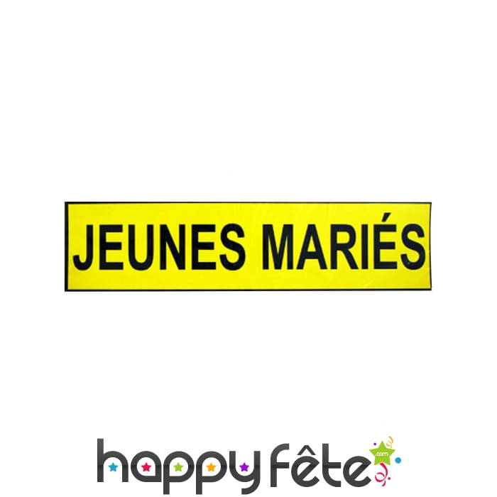 Magnet Jeunes Mariés sur fond jaune 9,5X38 cm