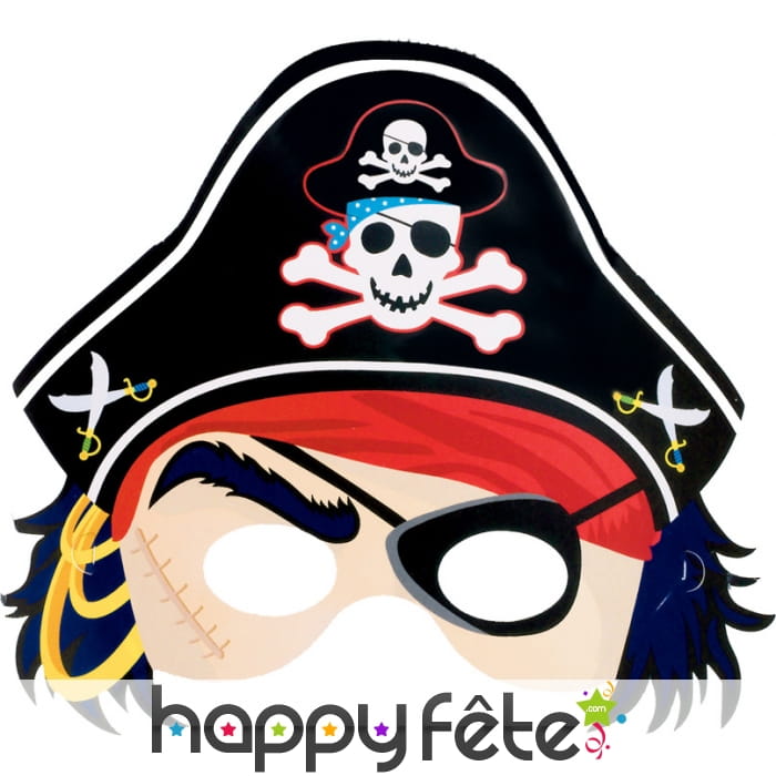 Masque loup de pirate pour enfant, en carton