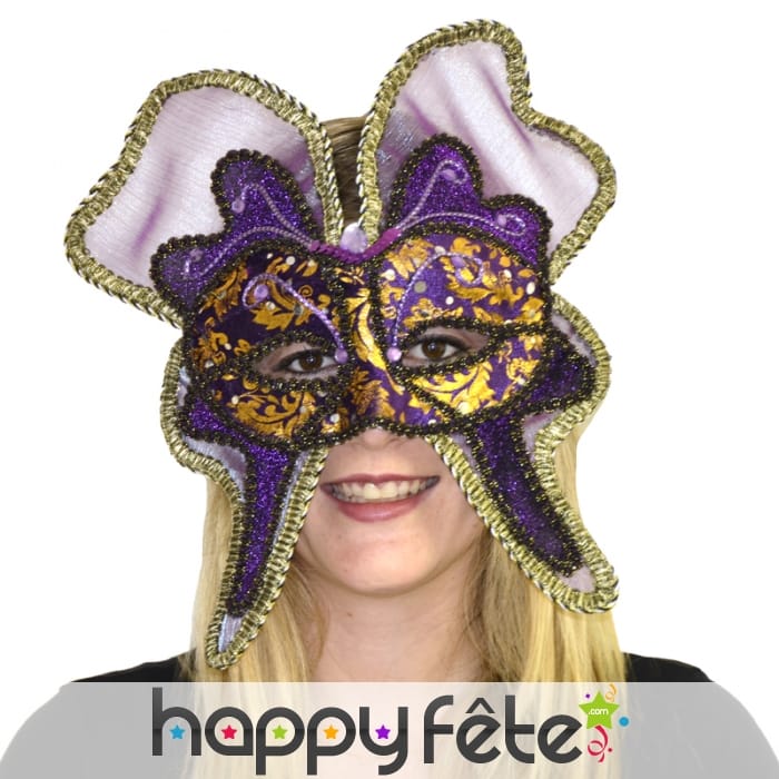 Masque loup papillon violet Vénitien