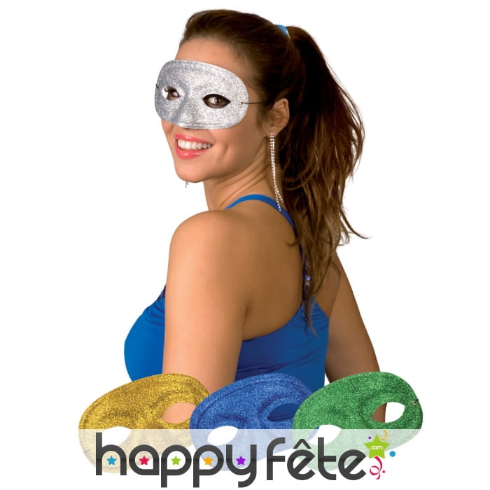 Masque Loup uni à paillettes