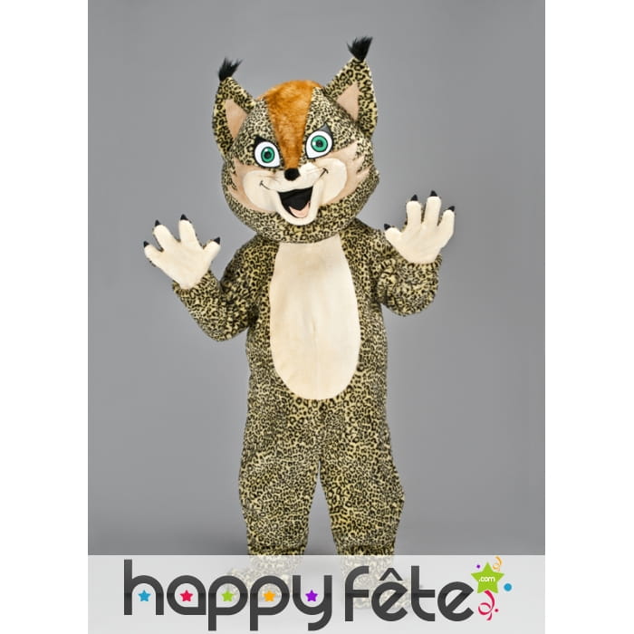 Mascotte lynx yeux bleus