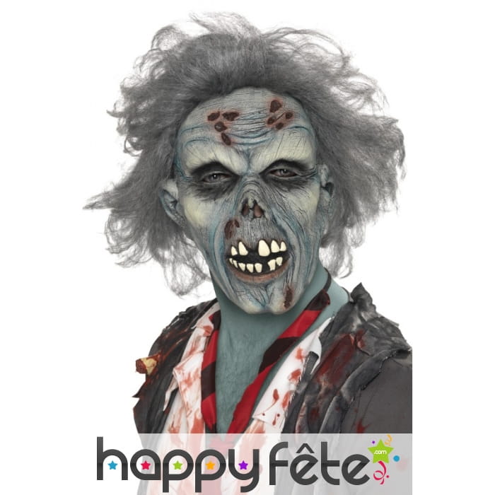 Masque latex zombie bleu