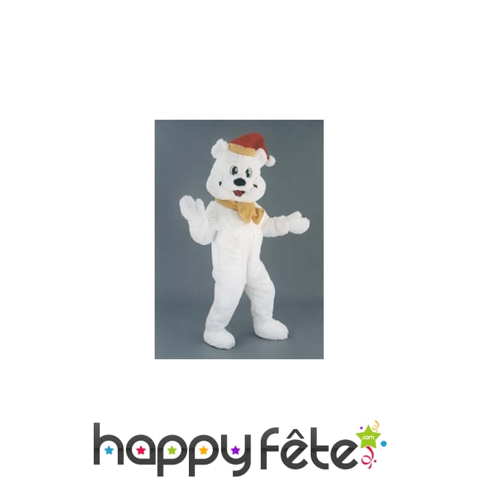 Mascotte ours blanc de noel