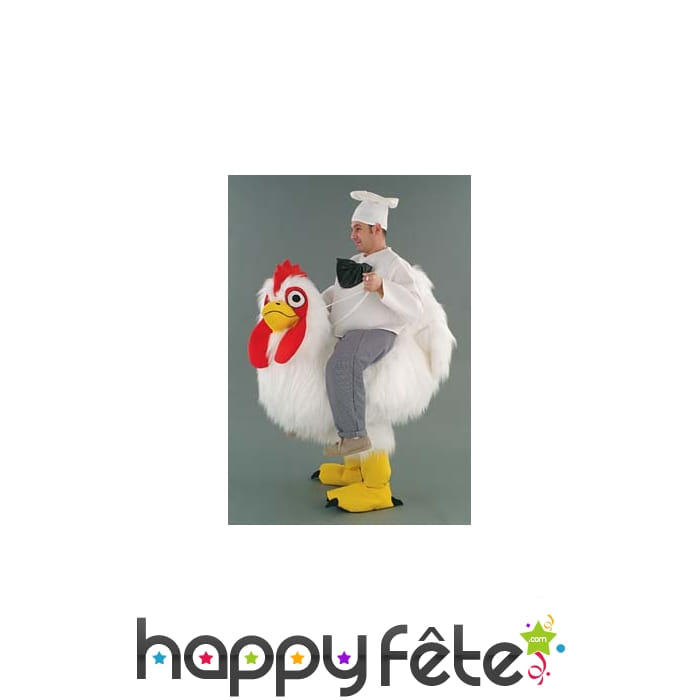 Mascotte poule avec cuisinier