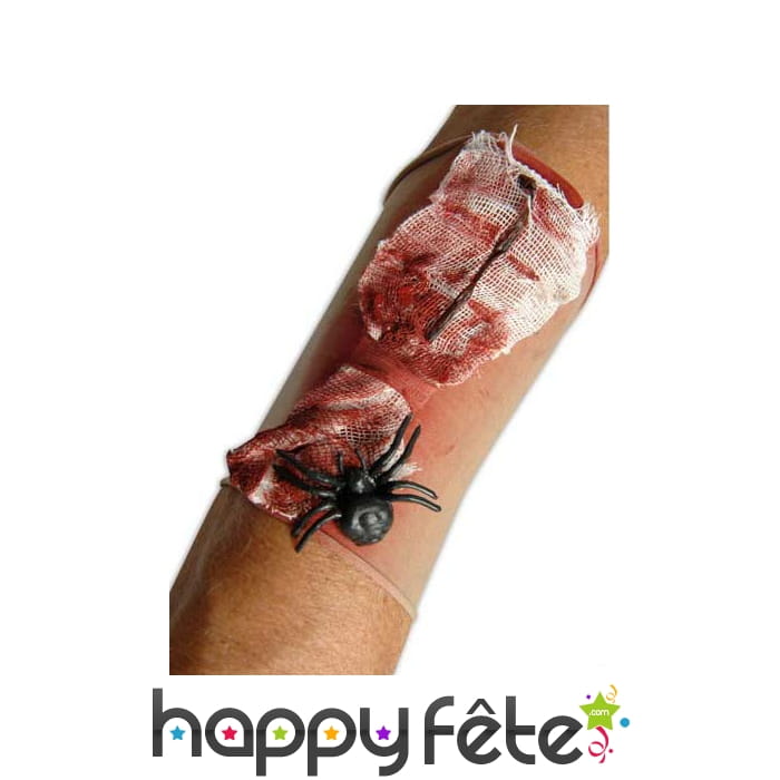 Manchon plaie en sang avec araignée