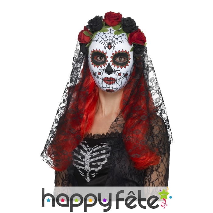 Masque pour femme du jour des morts avec voile