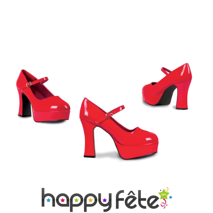 Mocassins rouges disco à talons haut