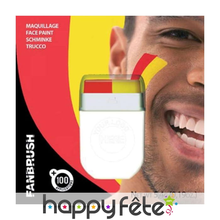 Maquillage rouge et jaune de supporter