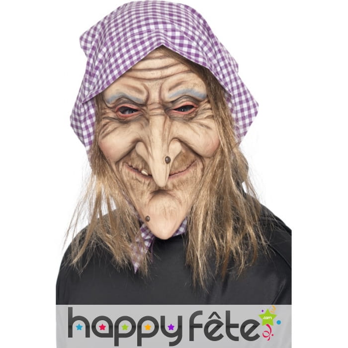 Masque sorcière avec cheveux