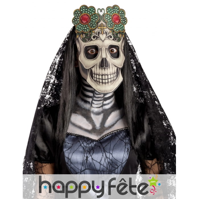 Masque squelette Dia de los muertos en tissu