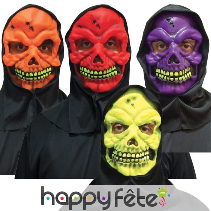 Masque skull fluo et cagoule