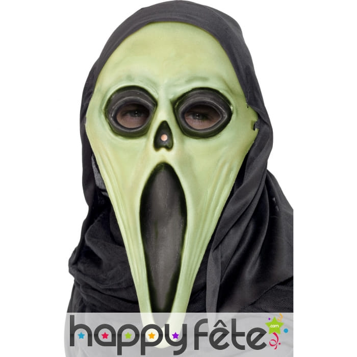 Masque scream phosphorescent avec cagoule