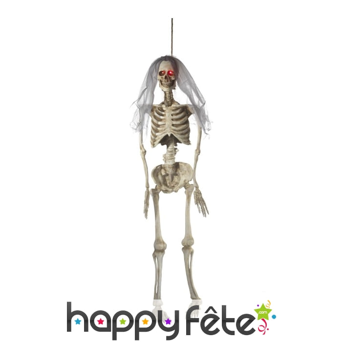 Mariée squelette yeux lumineux à suspendre