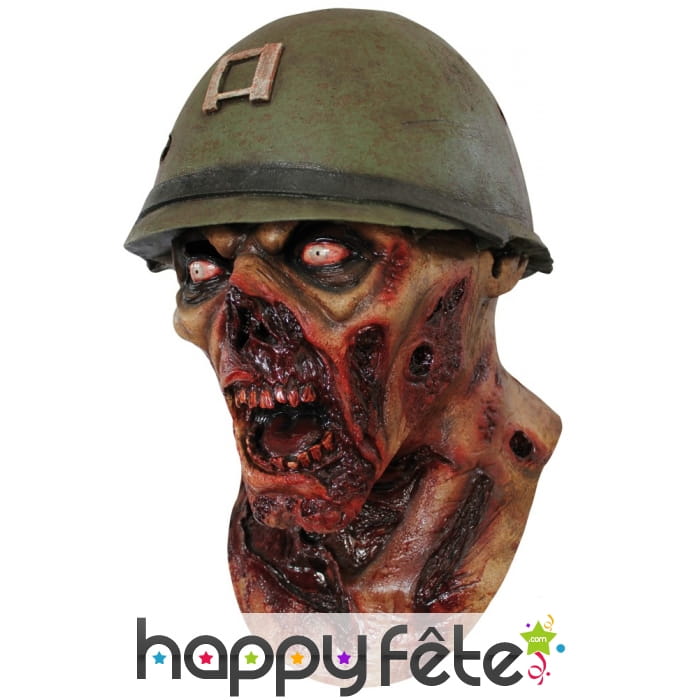 Masque soldat zombie en latex, intégral