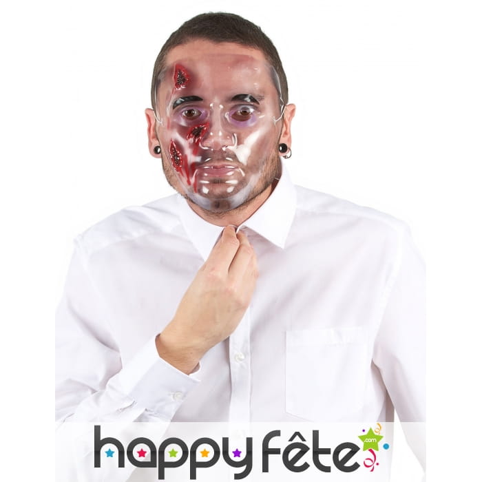 Masque transparent avec blessures en sang