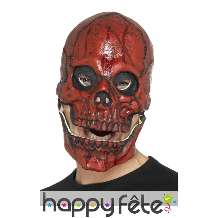 Masque tête de squelette rouge en sang