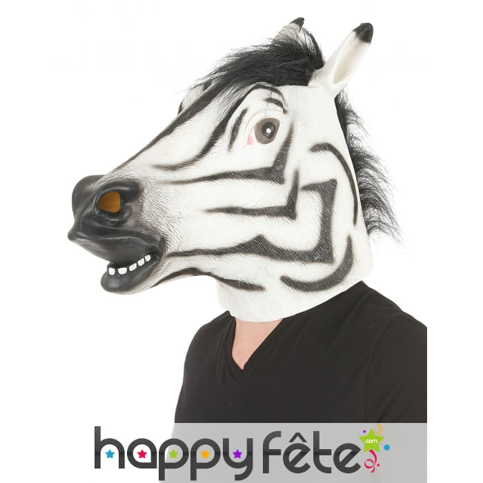 Masque tête de zèbre intégral en latex