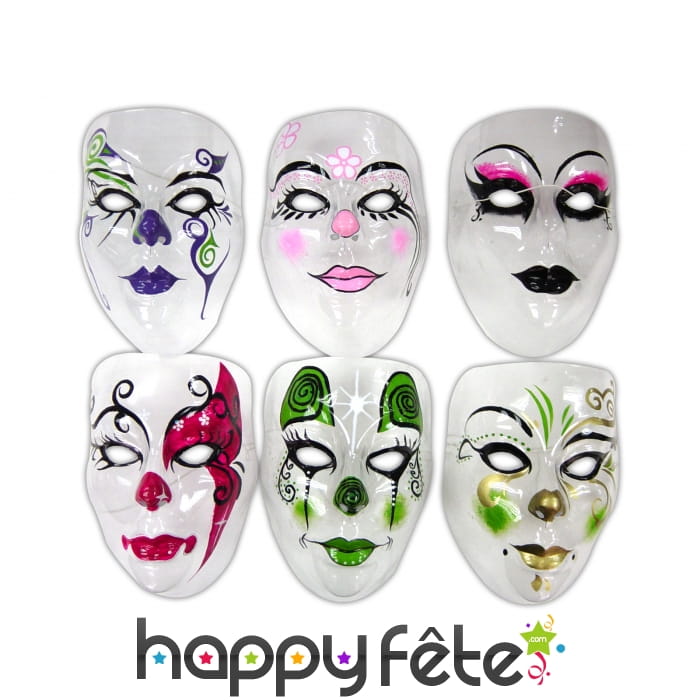 Masque transparent decore visage adulte assort.