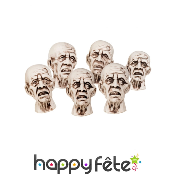 Mini têtes de zombies de 8cm