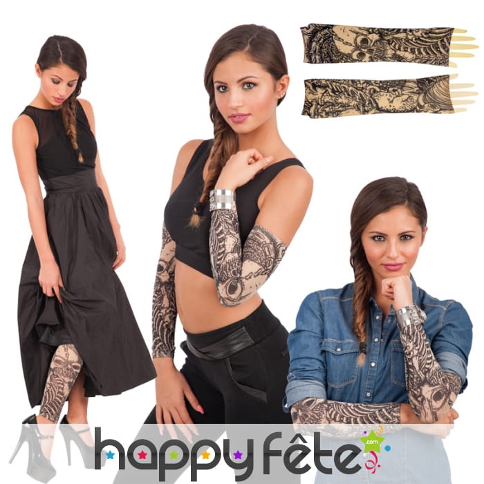 Manches tatouages squelettes noirs