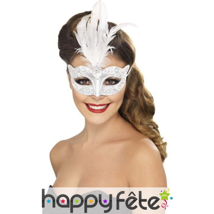 Masque vénitien à paillettes argenté