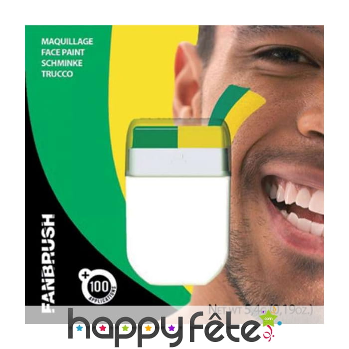 Maquillage vert et jaune de supporter