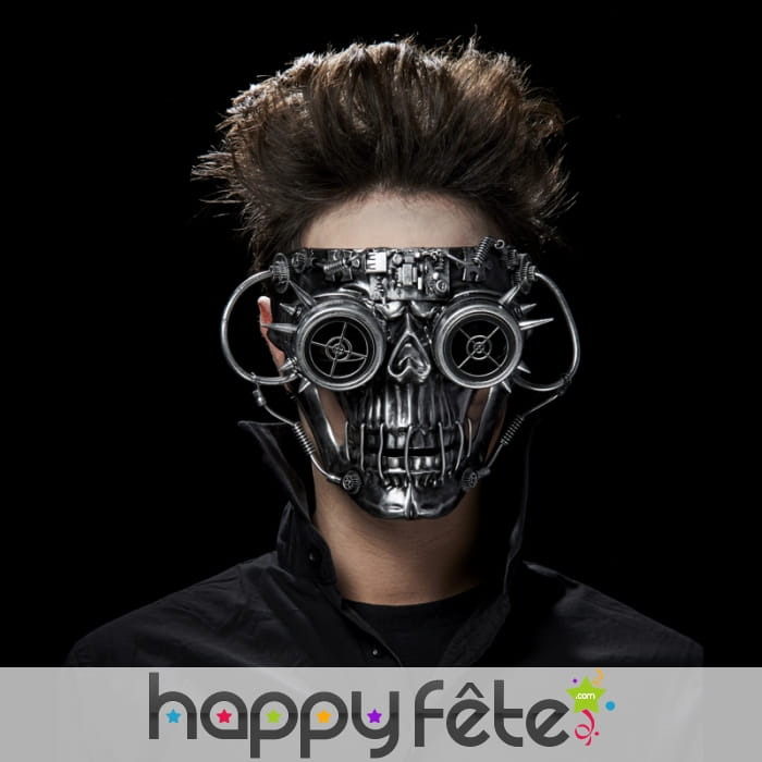 Masque visage robot tête de mort futuriste