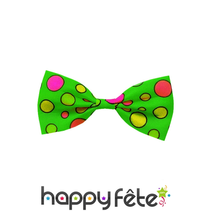 Noeud de clown vert fluo à pois