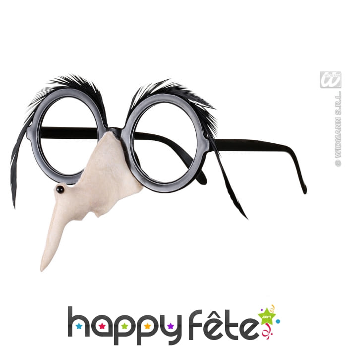 Nez de sorciere avec lunettes et sourcils