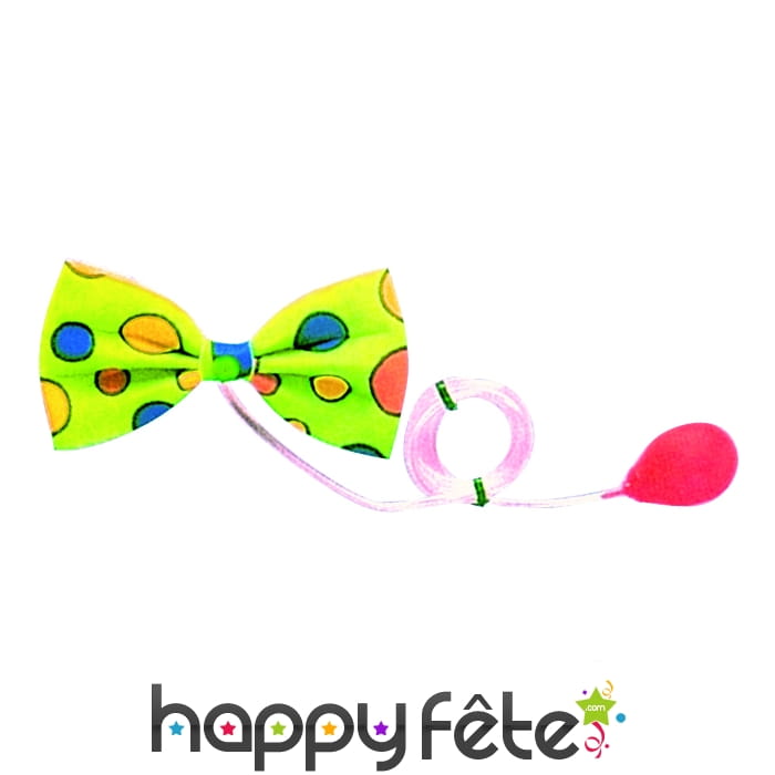 Noeud lance eau de clown. Jaune fluo