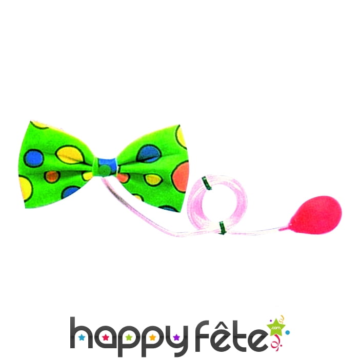 Noeud lance eau de clown. Vert fluo