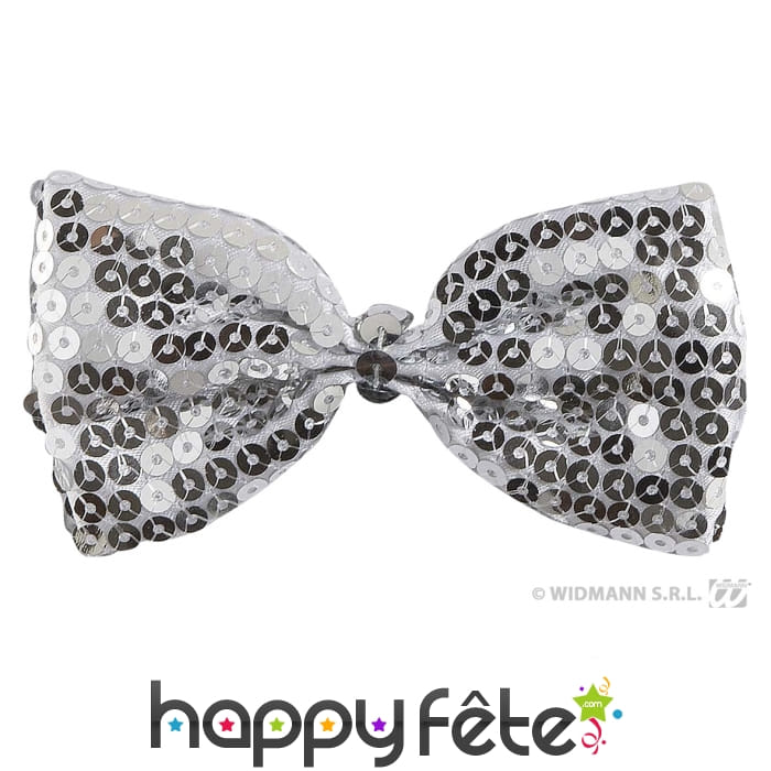 Noeud papillon argent avec paillettes