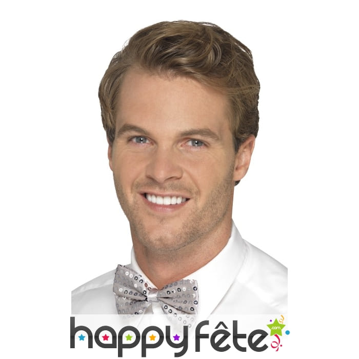 Noeud papillon argenté à sequins