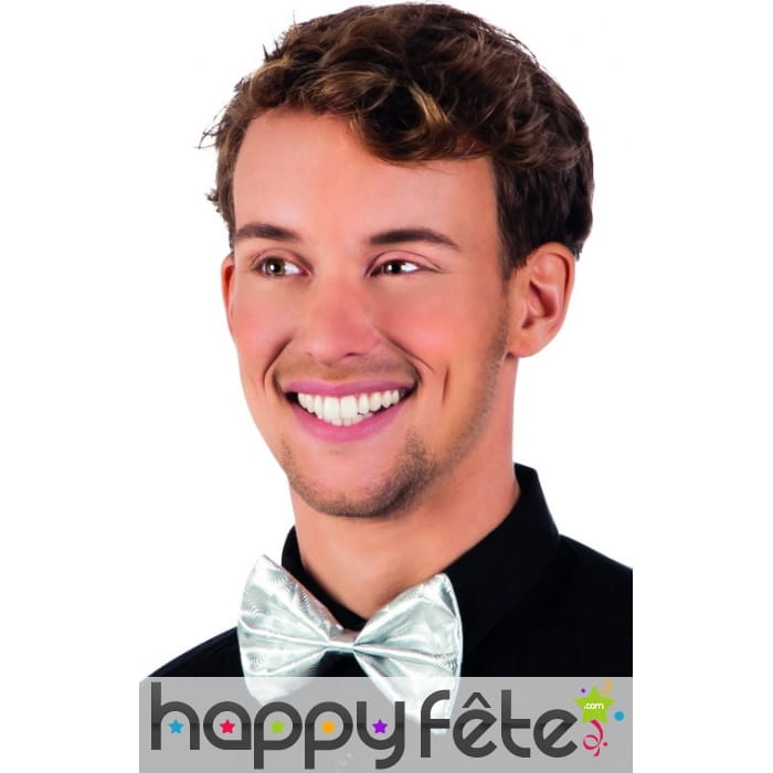 Noeud papillon argenté uni