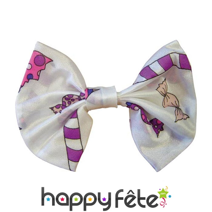 Noeud papillon blanc avec bonbons
