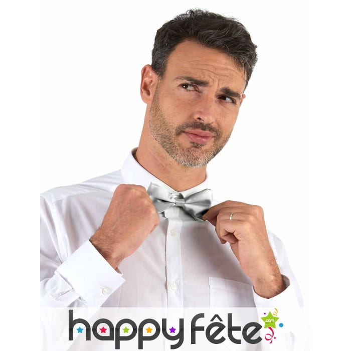 Noeud papillon coloris argenté