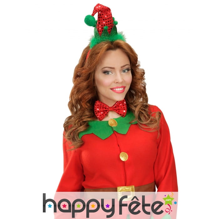 Noeud papillon et chapeau pointu pailleté de Noël