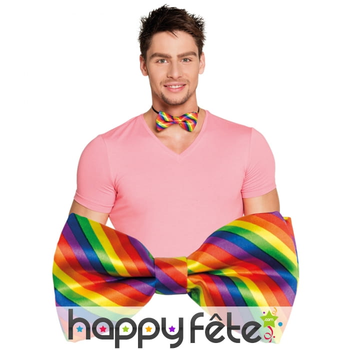 Noeud papillon motifs arc en ciel