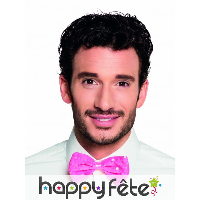 Noeud papillon rose recouvert de sequins