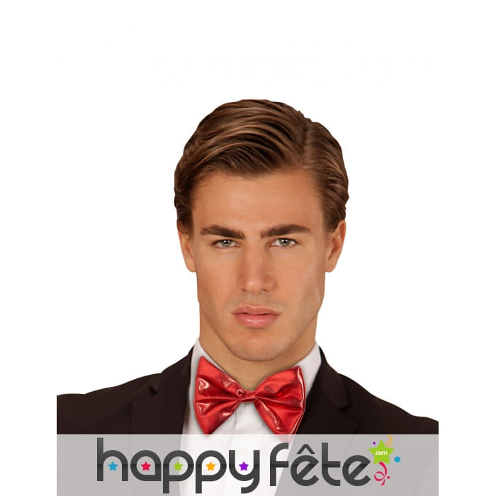 Noeud papillon rouge effet métallisé