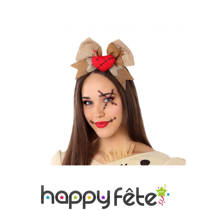 Noeud papillon vaudou sur serre-tête pour femme