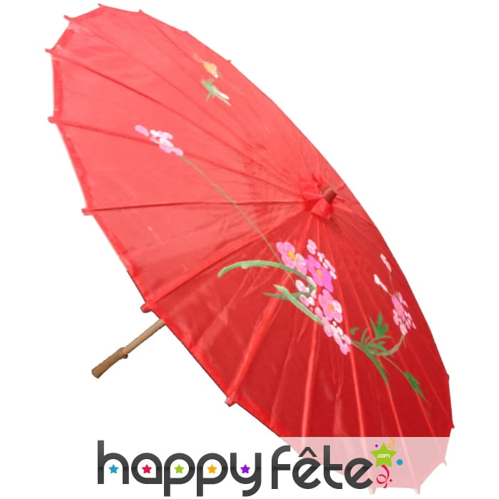 Ombrelle chinoise en tissu rouge