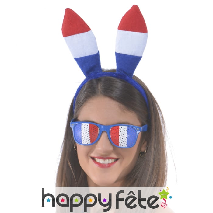 Oreilles de lapin tricolores bleu blanc rouge