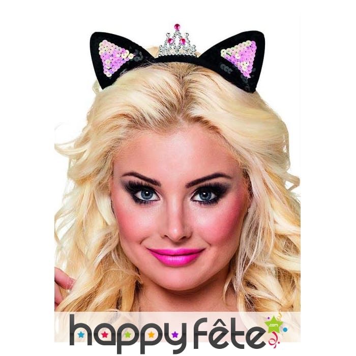 Oreilles de princesse chat noir rose