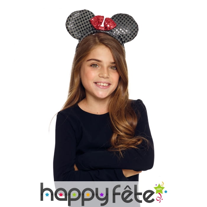 Oreilles de souris avec sequins, pour fillette