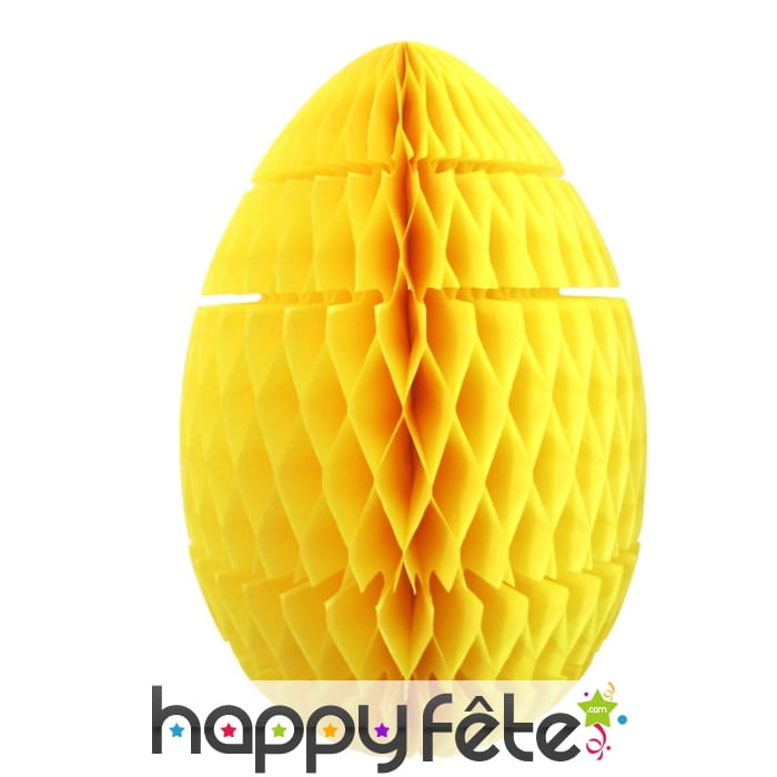 Oeuf jaune de pâques en papier alvéolé, 36cm