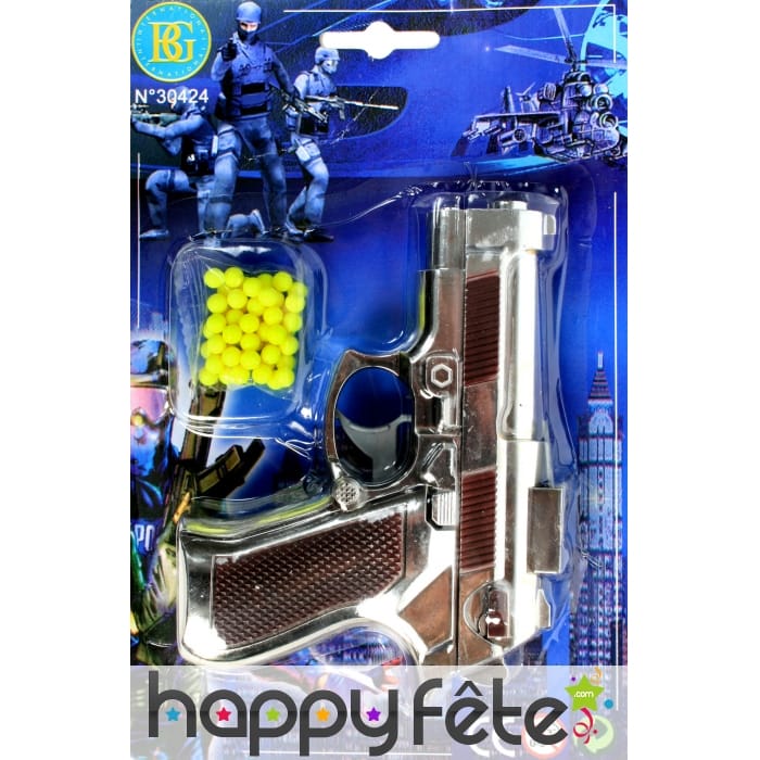 Pistolet argenté à billes
