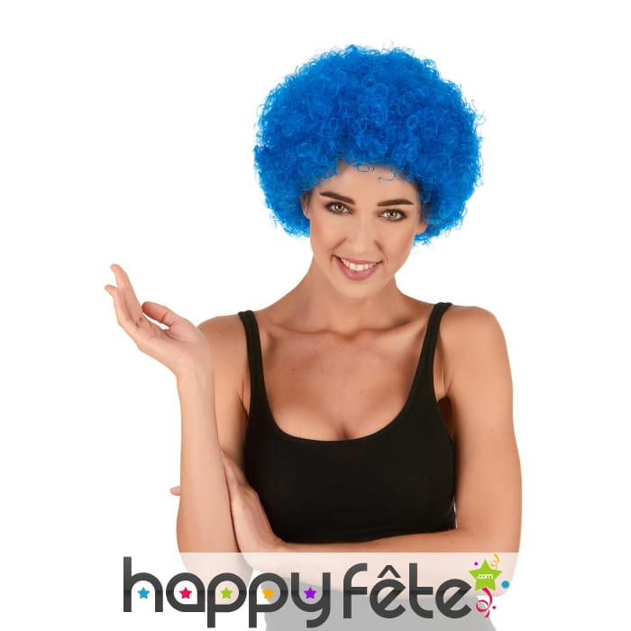 Perruque afro bleue unie