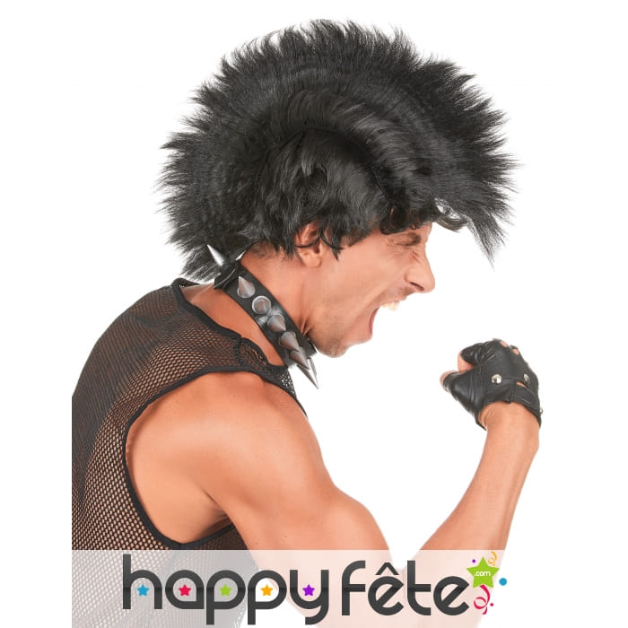Perruque avec crète punk noire