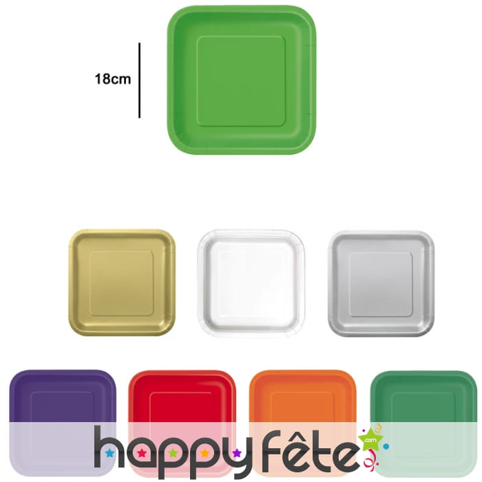 Petites assiettes carrées en carton de 17cm